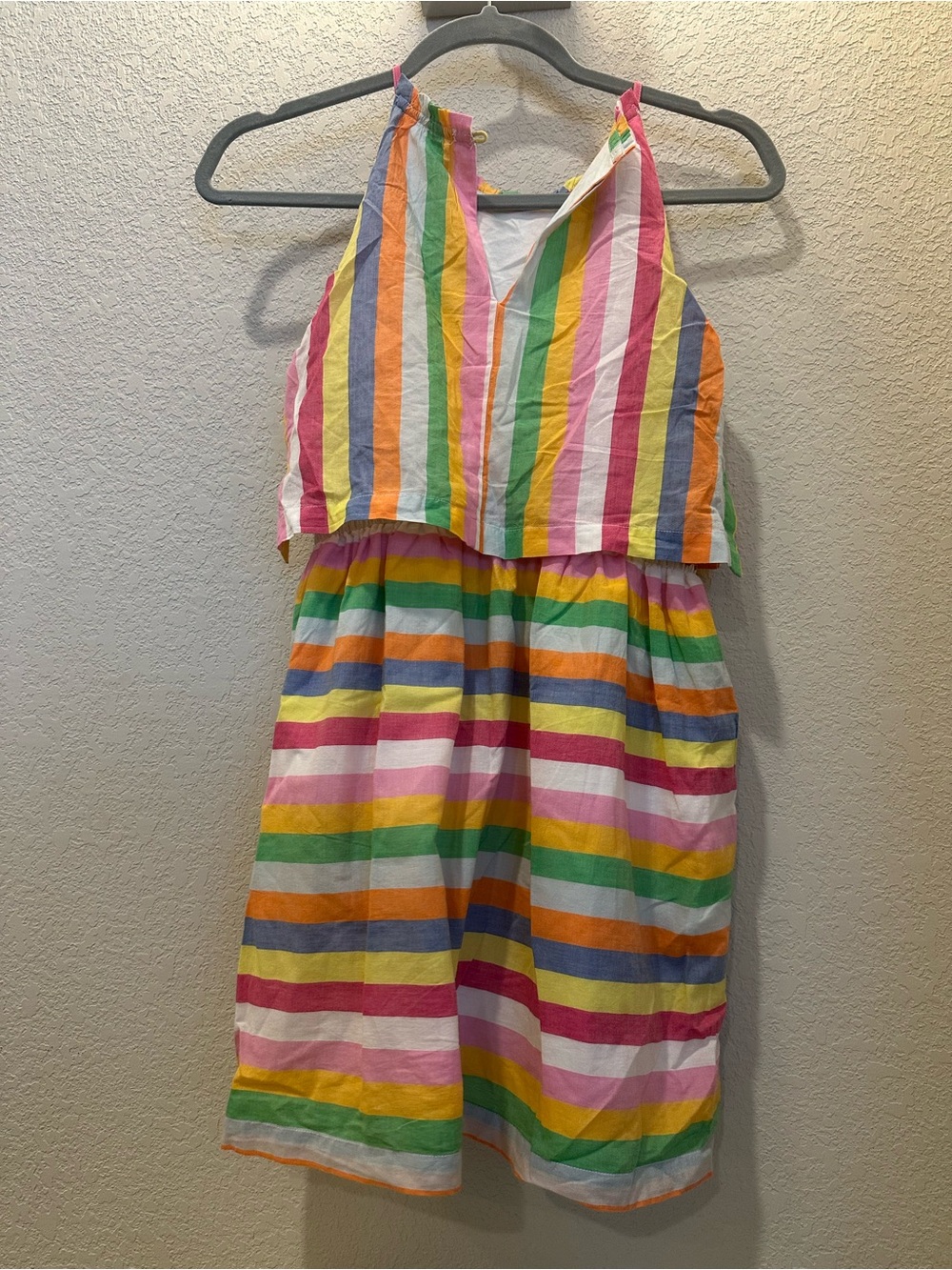 Crew Cuts Girls' Multicolor Striped Halter Dress - Bright Colors
